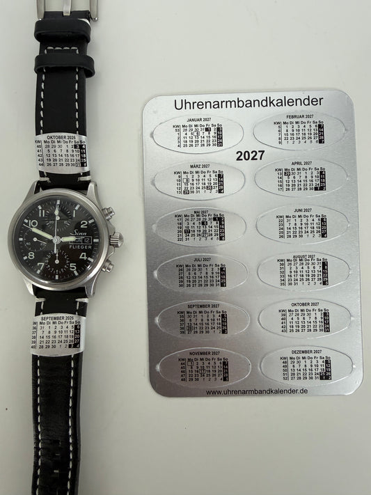 Uhrenarmbandkalender 2027 - Kalenderwochen inklusive