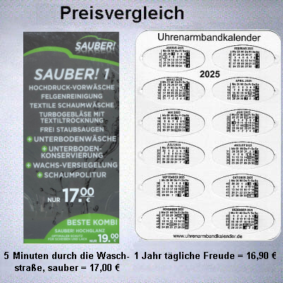 Preisvergleich eines Artikels mit dem Uhrenarmbandkalender